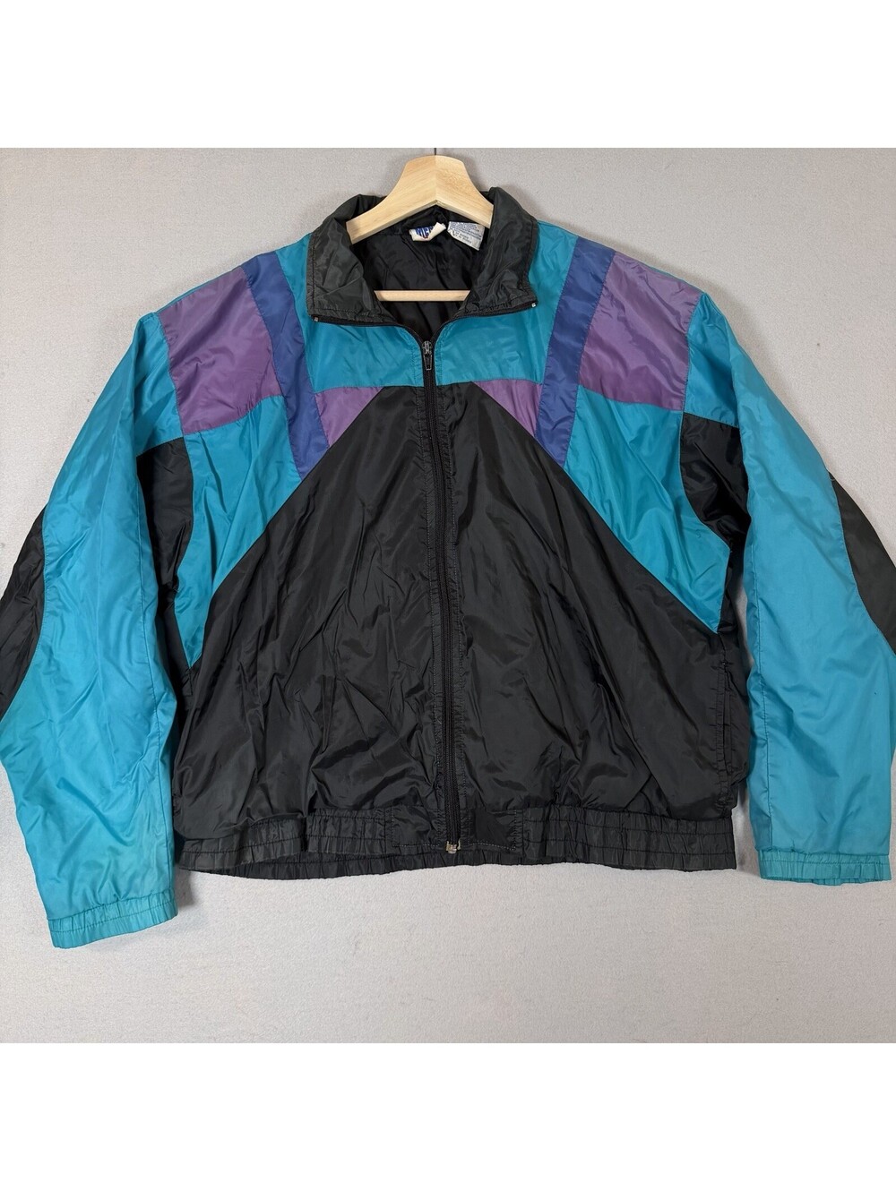 Vintage Athletic Works Full Zip Windbreaker Jacket Mens Large 90s Color block